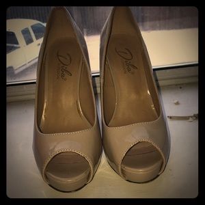 Nude peep toe heels